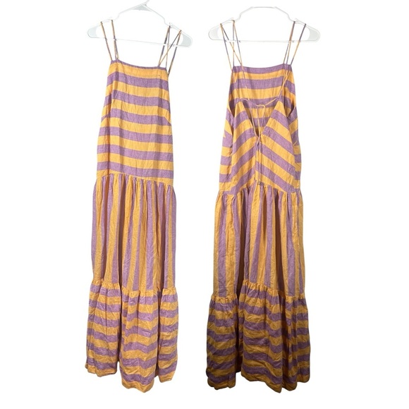 Anthropologie Grommet Halter Maxi Dress Striped Strappy Tie Back Medium - Picture 3 of 10